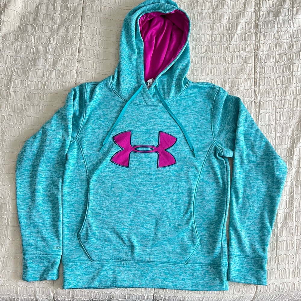 Under Armour Teal Hoodie with Pink Logo